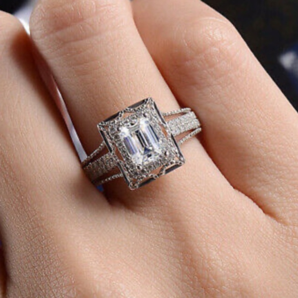 New 925 Sterling silver diamond stone ring - Picture 3 of 7